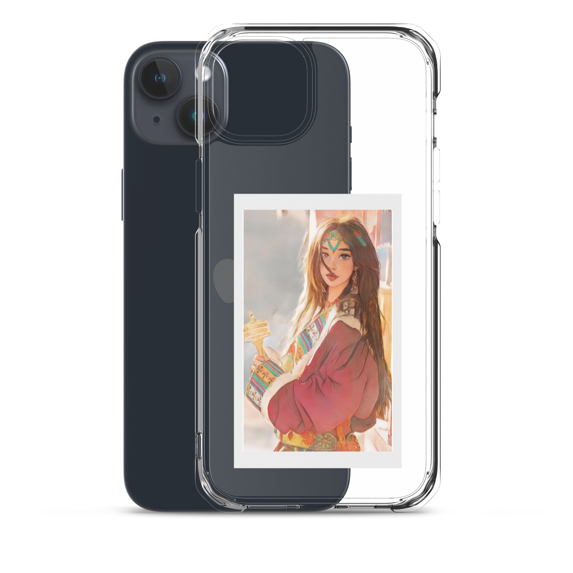 Tibetan Premium iPhone case-Tibetan-Tibetan Phone Case-Tibetan Culture-Tibetan Cartoon mobile case-Tibetan lady - Tibetan girl printed premium clear mobile case