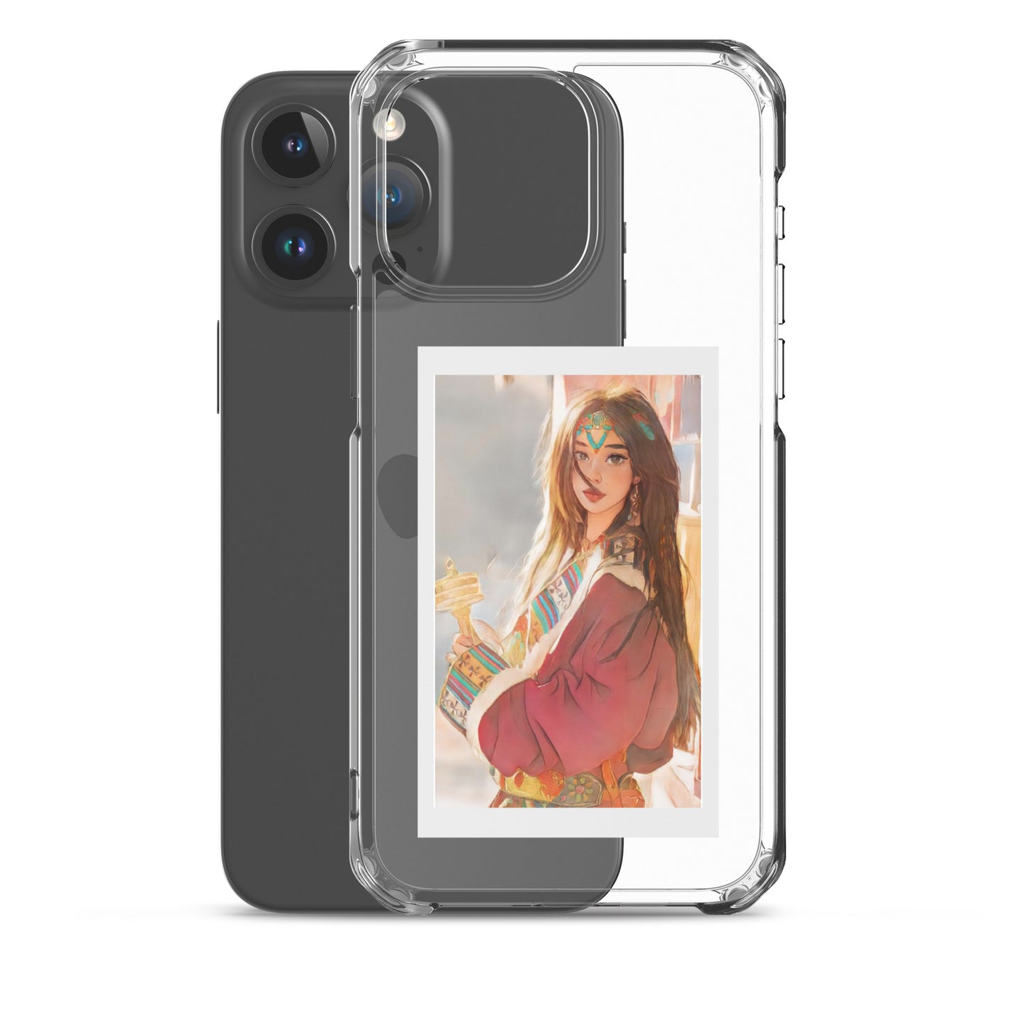 Tibetan Premium iPhone case-Tibetan-Tibetan Phone Case-Tibetan Culture-Tibetan Cartoon mobile case-Tibetan lady - Tibetan girl printed premium clear mobile case