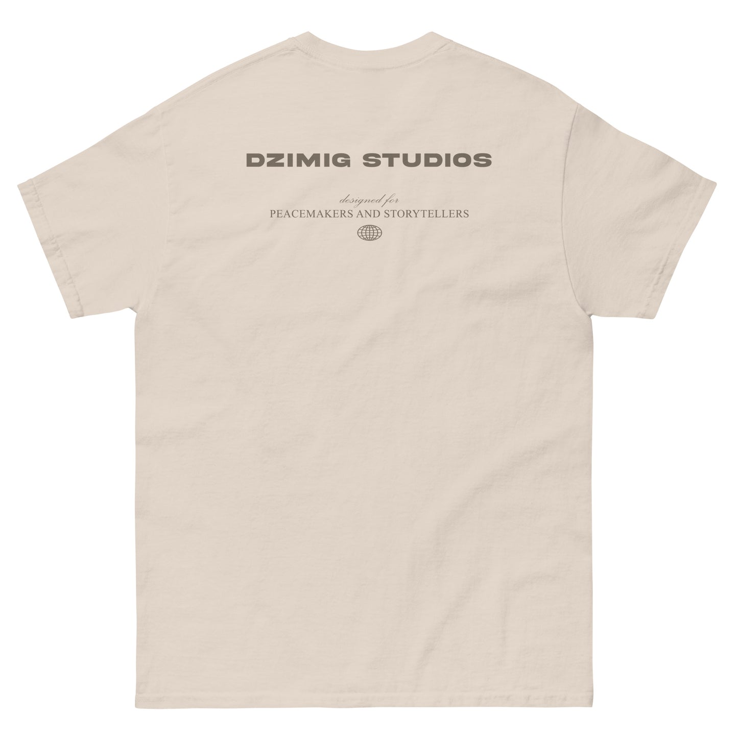 Dzimig Studios' Unisex Classic  Tee perfect for everyday casual wear.  These tees are designed under Dzimig Studios' Peace Campaign Project.